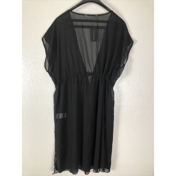 Ekouaer Women's Chiffon Sheer Cardigan Cover Ups Drawstring Black Size XL - Picture 6 of 10